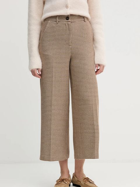 United Colors of Benetton spodnie damskie kolor beżowy fason culottes high waist 44BWDF0AA - zdjęcie produktu nr 1