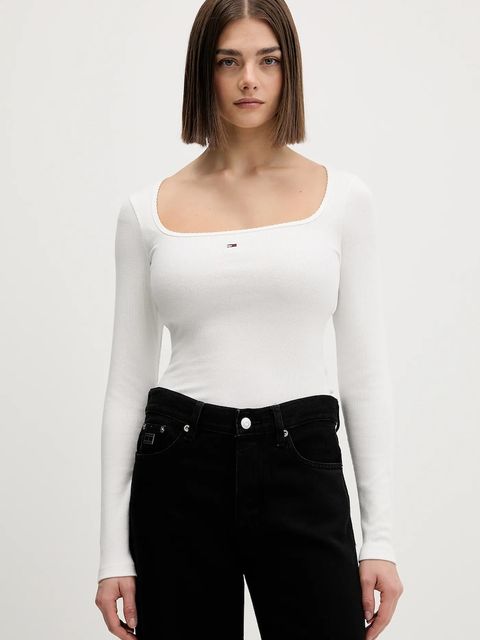 Tommy Jeans longsleeve kolor beżowy DW0DW21836 - zdjęcie produktu nr 1