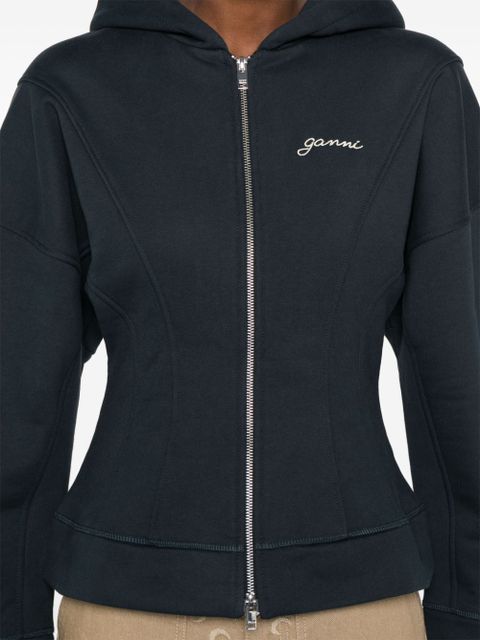 GANNI embroidered-logo jacket - Blue