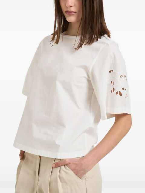 Weekend Max Mara broderie-anglaise short-sleeve cotton T-shirt - White - zdjęcie produktu nr 2