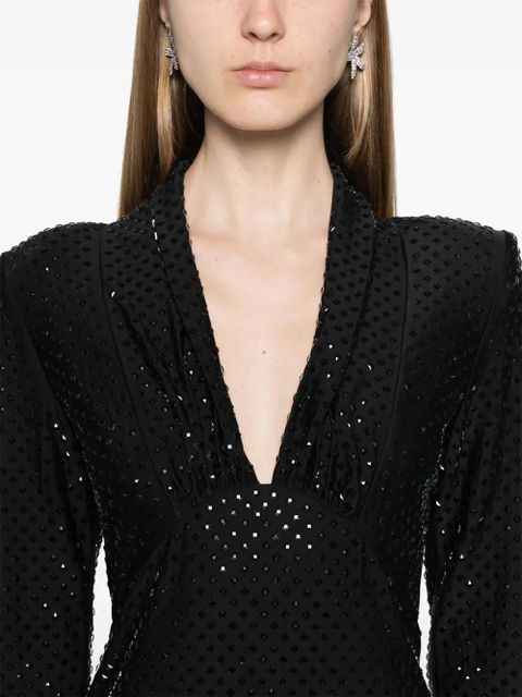 Self-Portrait rhinestone-embellished mini dress - Black
