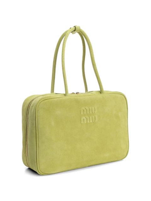 Miu Miu Beau embossed-logo tote bag - Green