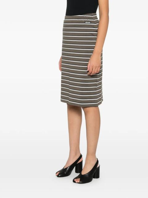 ROTATE BIRGER CHRISTENSEN striped logo-patch midi fitted skirt - Green - zdjęcie produktu nr 2