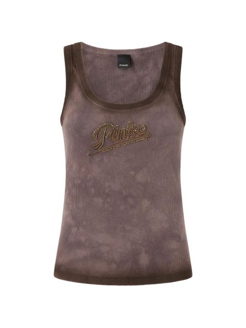PINKO sleeveless beaded ribbed top - Brown - zdjęcie produktu nr 1
