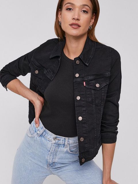 Levi's Kurtka jeansowa damska kolor czarny przejściowa