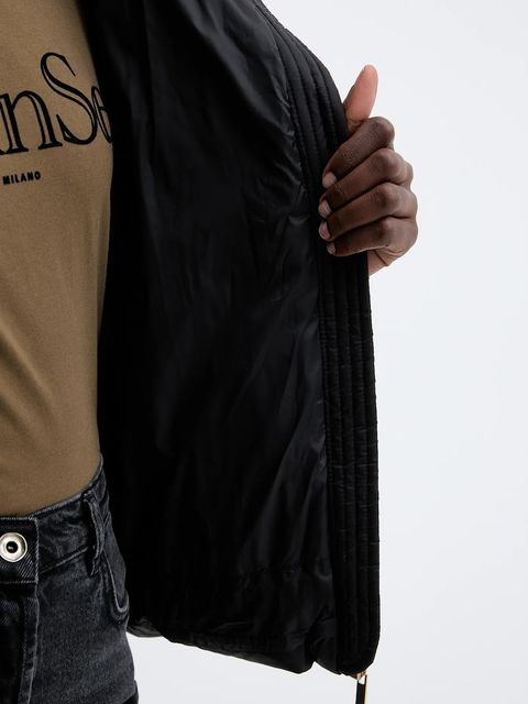 Twinset kurtka puchowa kolor czarny zimowa oversize 252TT2060