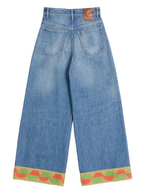 Valentino Garavani jacquard-trim jeans - Blue