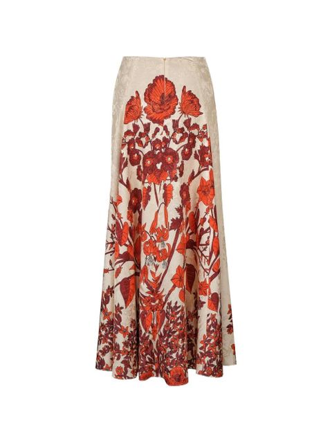 Johanna Ortiz Encanto De Isla floral-pattern midi skirt - Neutrals