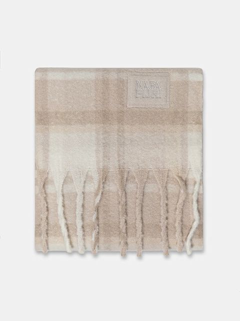 Napapijri szalik z dodatkiem wełny F-Penia damski kolor beżowy wzorzysty NP0A88WVN1J1 - zdjęcie produktu nr 2