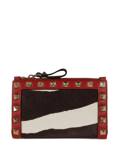 Valentino Garavani Rockstud-embellished zebra-print wallet - Black - zdjęcie produktu nr 1
