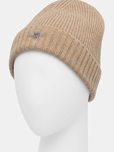 Gant czapka wełniana kolor beżowy z grubej dzianiny wełniana
