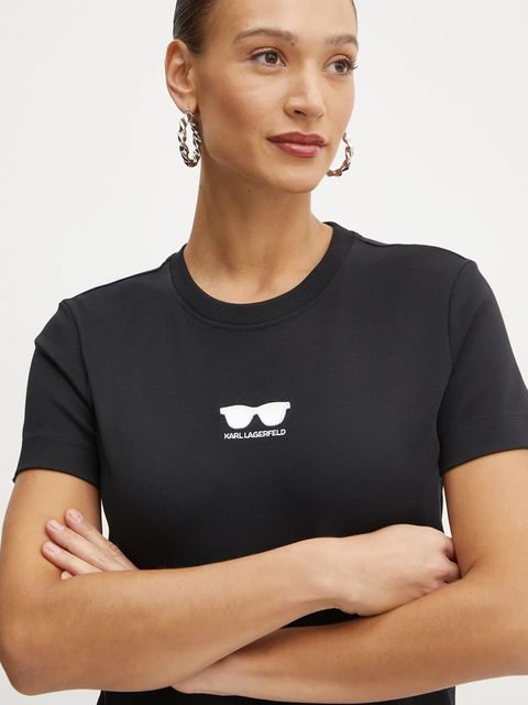 Karl Lagerfeld t-shirt bawełniany damski kolor czarny A1W17021