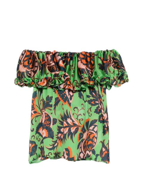 ETRO ruffled floral-print blouse - Green - zdjęcie produktu nr 1