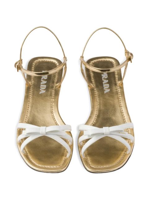 Prada flat patent and metallic leather sandals - Gold