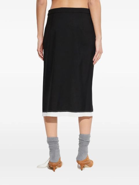 Marni split logo-embroidered midi skirt - Black
