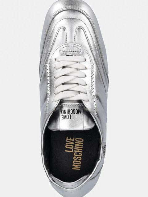 Love Moschino sneakersy skórzane damskie kolor srebrny JA10201G1NIF0902