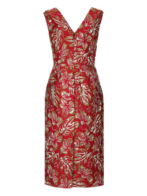 Prada hibiscus-motif jacquard midi dress - Red - zdjęcie produktu nr 1