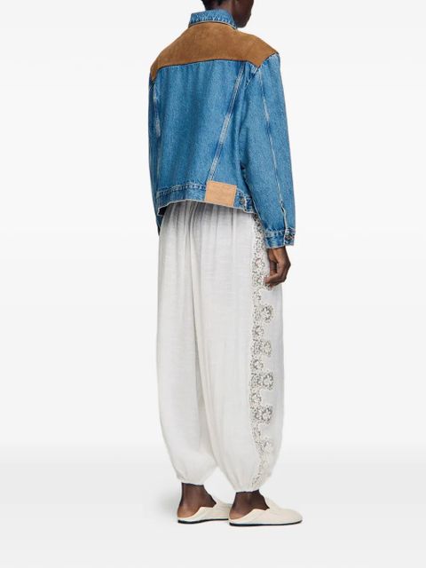 SANDRO contrast-panel denim jacket - Blue