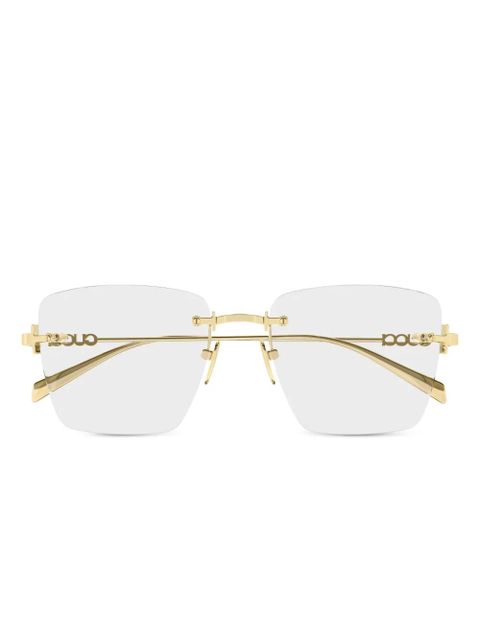 Gucci Eyewear rectangle-frame logo glasses - Gold - zdjęcie produktu nr 1