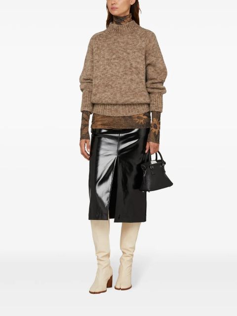 Maison Margiela four-stitch patent midi skirt - Black