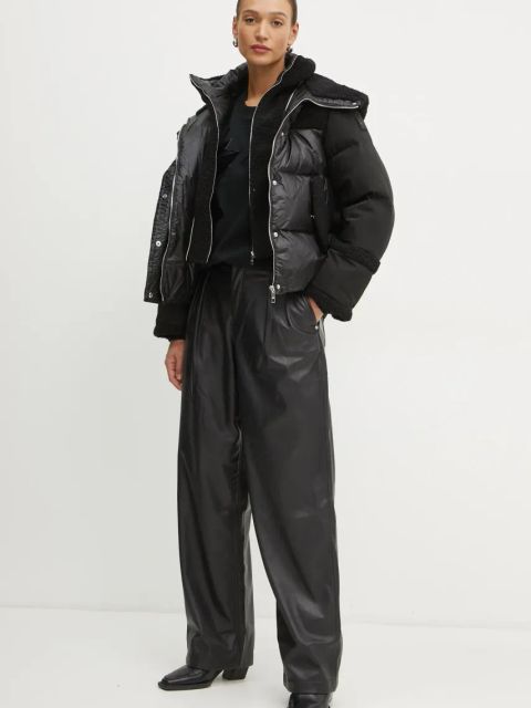 BOSS Orange spodnie damskie kolor czarny proste high waist 50526501