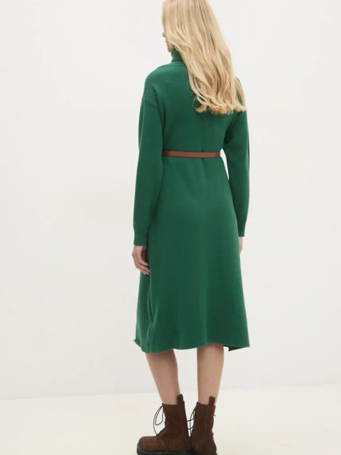 Answear.LAB sukienka kolor zielony midi prosta