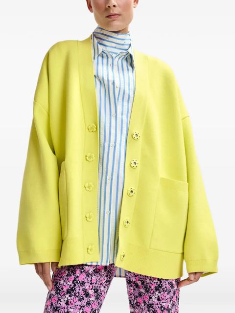 Essentiel Antwerp flower-buttons patch-pocket cardigan - Yellow