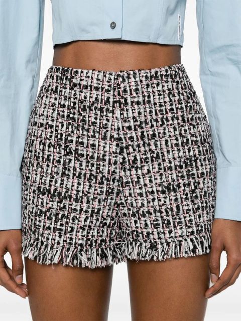 Self-Portrait tweed fringed shorts - Black