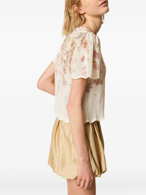 TWINSET floral-pattern knitted top - Neutrals