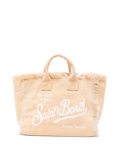 MC2 Saint Barth Colette frayed logo-print tote bag - Neutrals - zdjęcie produktu nr 1