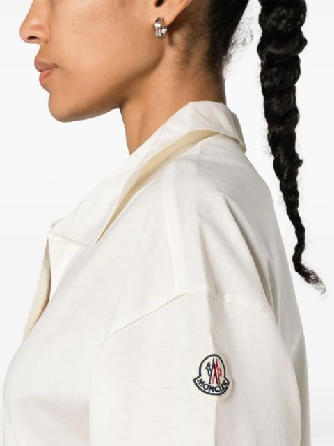 Moncler logo-patch jersey polo shirt - White