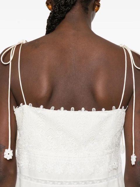 Valentino Garavani lace-trim midi dress - Neutrals