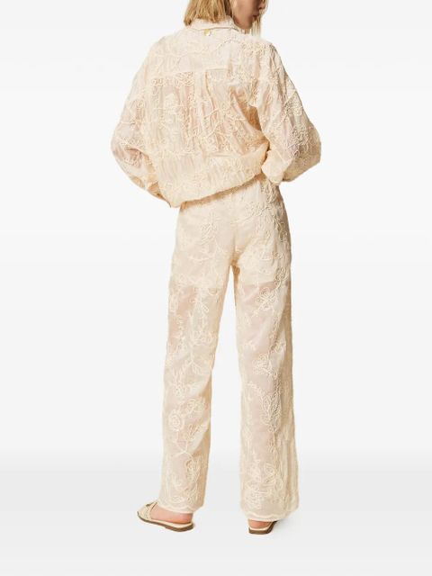 TWINSET embroidery palazzo pants - Neutrals