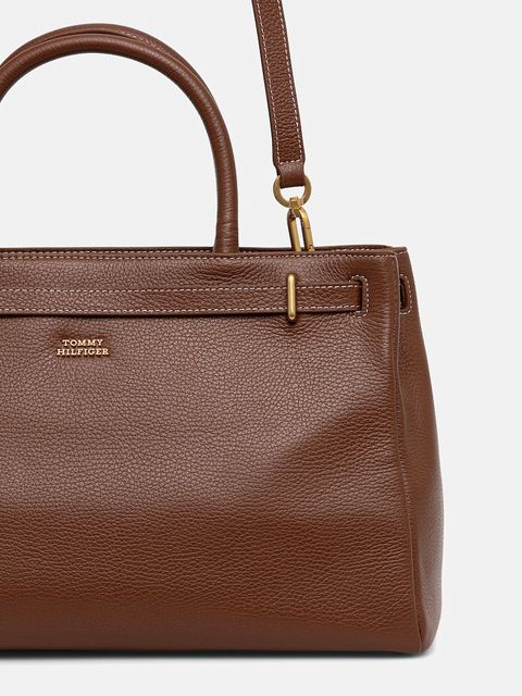 Tommy Hilfiger torebka skórzana kolor brązowy AW0AW17925