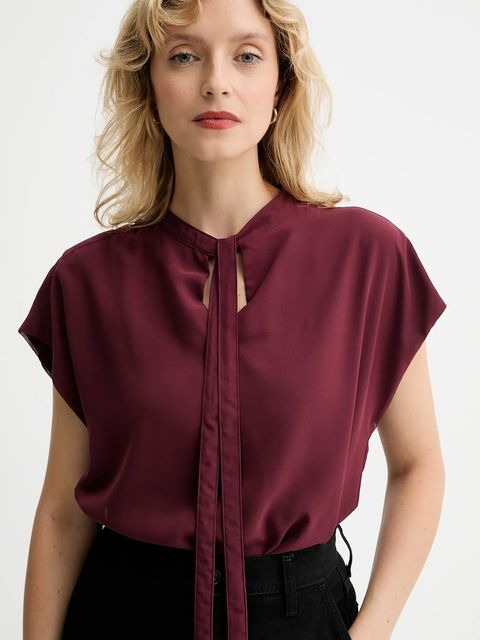 Calvin Klein bluzka damska kolor bordowy gładka LV044D134G