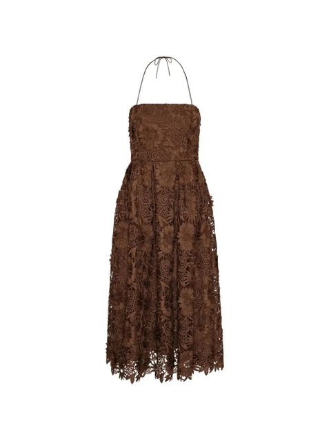 ROTATE BIRGER CHRISTENSEN floral lace midi dress - Brown - zdjęcie produktu nr 1