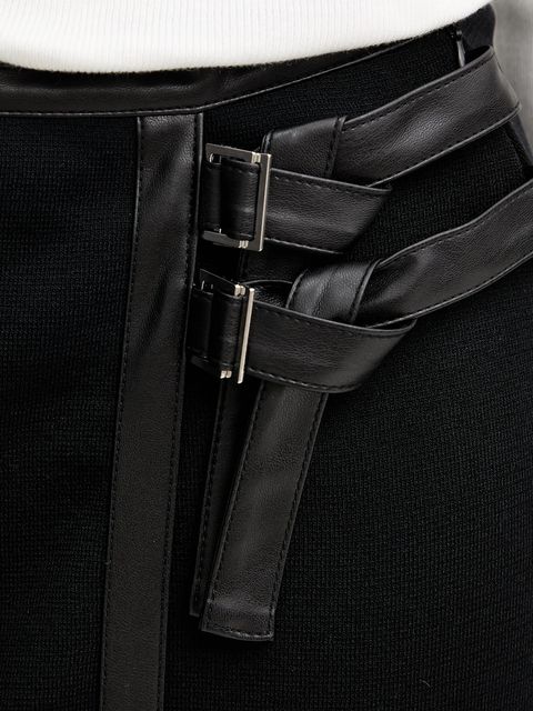 Liu Jo spódnica kolor czarny mini rozkloszowana MF5043 MS55N