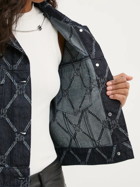 HUGO kurtka jeansowa damska kolor granatowy przejściowa 50530300