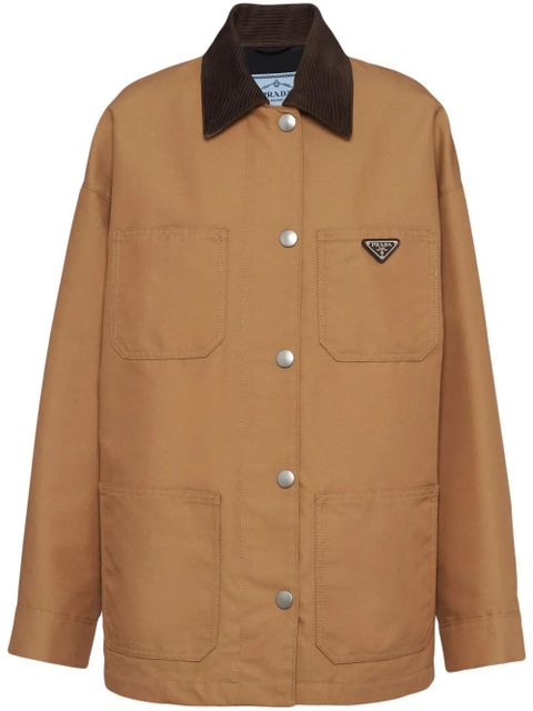 Prada triangle-logo canvas blouson jacket - Brown - zdjęcie produktu nr 1