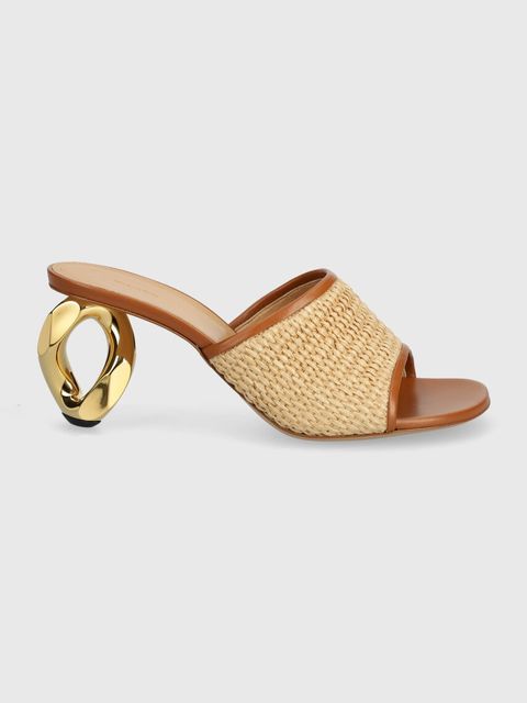 JW Anderson klapki Raffia Sandal damskie kolor beżowy na słupku ANW42230A