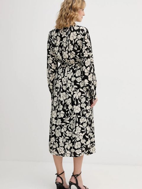 United Colors of Benetton sukienka kolor beżowy midi rozkloszowana 40IGDV0C1