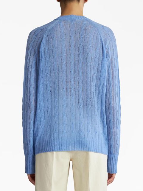 ETRO Pegaso-motif cable-knit cardigan - Blue - zdjęcie produktu nr 2