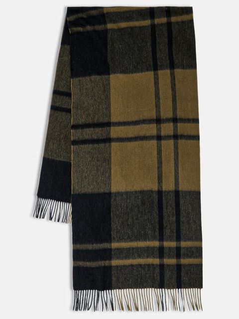 Barbour szalik wełniany damski kolor zielony wzorzysty LSC0483 - zdjęcie produktu nr 1