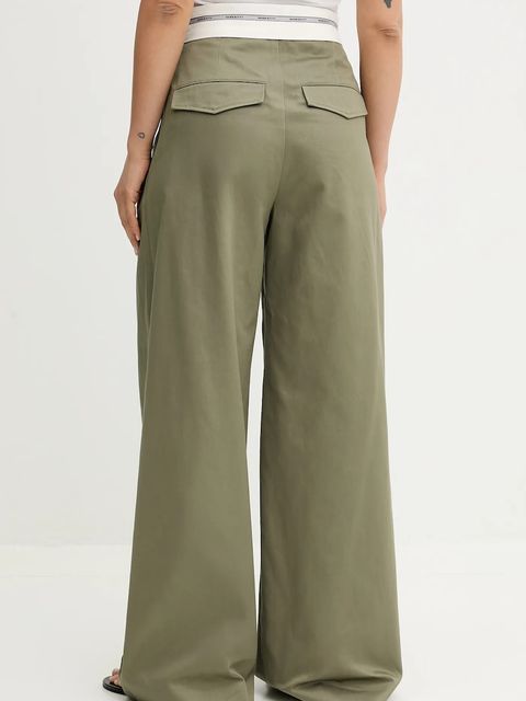 Miss Sixty spodnie bawełniane damskie kolor zielony szerokie high waist 6S3PJ57900