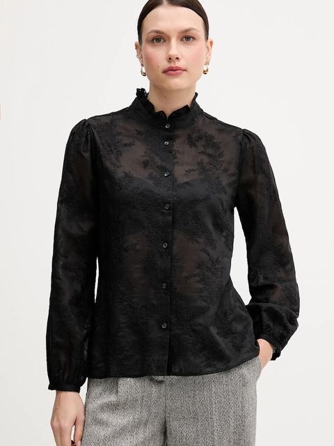 United Colors of Benetton koszula damska kolor czarny regular ze stójką 52WNDQ0CQ - zdjęcie produktu nr 1