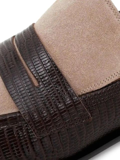 ATP Atelier Montazzoli lizard-effect panelled loafers - Brown