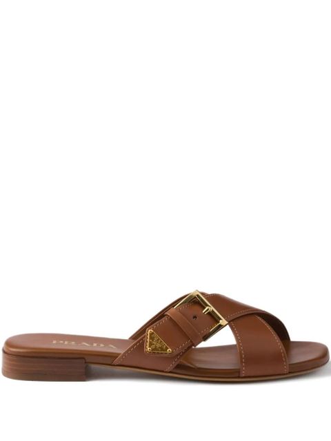 Prada criss-cross buckle-fastening sandals - Brown - zdjęcie produktu nr 1