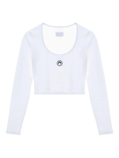 Marine Serre logo-embroidered round-neck top - White - zdjęcie produktu nr 1