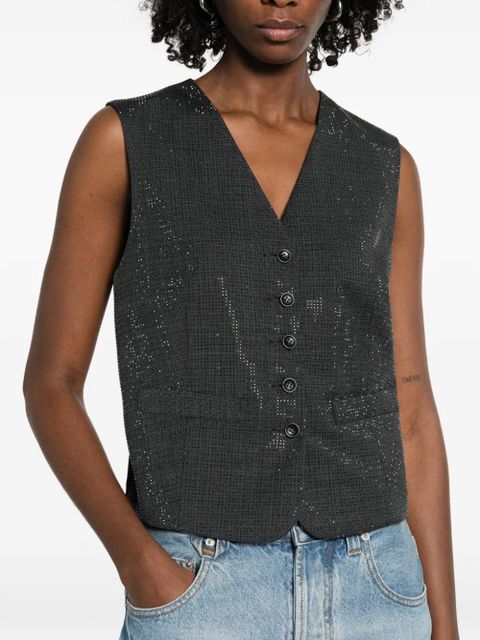 Alexander Wang buttoned v-neck top - Grey