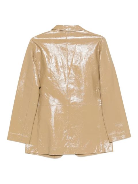 Alysi single-breasted leather blazer - Neutrals - zdjęcie produktu nr 2
